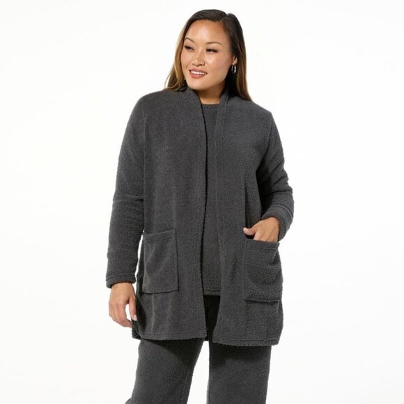 Comfort Code By Cuddl Duds Marshmallow Knit Cozy Cardigan Size Large Petite Gray - Picture 1 of 5